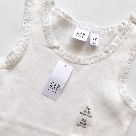 Gapkids NWT off white lace hem tank  XS(4-5T) - Picture 2 of 4